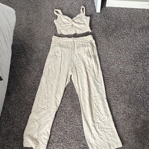 Gentle Fawn Cream Wide Leg Pants & Top Set